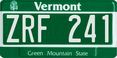 VT license plate ZRF241