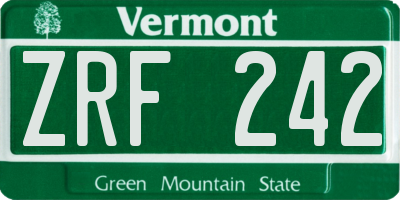 VT license plate ZRF242