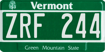 VT license plate ZRF244