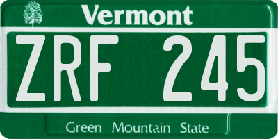 VT license plate ZRF245