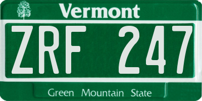 VT license plate ZRF247