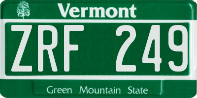 VT license plate ZRF249