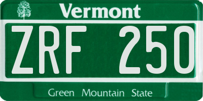 VT license plate ZRF250
