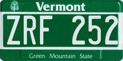 VT license plate ZRF252