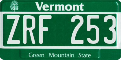 VT license plate ZRF253