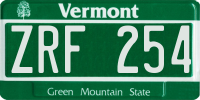 VT license plate ZRF254