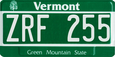 VT license plate ZRF255