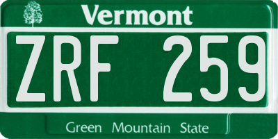 VT license plate ZRF259