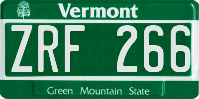 VT license plate ZRF266