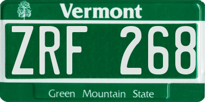 VT license plate ZRF268