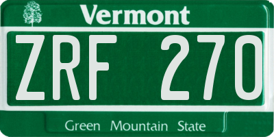 VT license plate ZRF270
