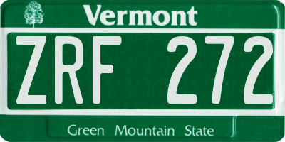 VT license plate ZRF272