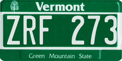 VT license plate ZRF273