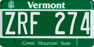 VT license plate ZRF274