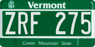 VT license plate ZRF275