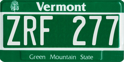 VT license plate ZRF277