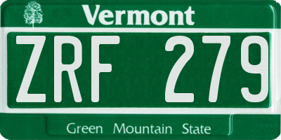 VT license plate ZRF279