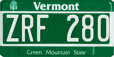 VT license plate ZRF280