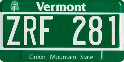 VT license plate ZRF281