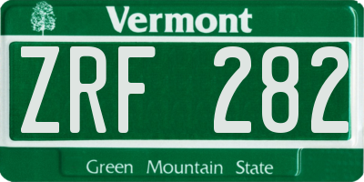 VT license plate ZRF282