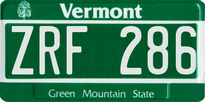 VT license plate ZRF286