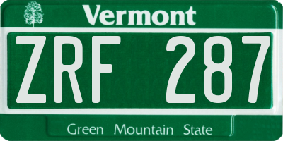 VT license plate ZRF287