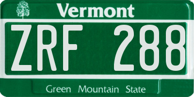 VT license plate ZRF288