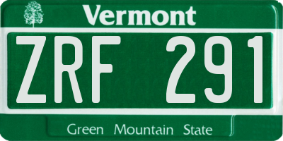 VT license plate ZRF291