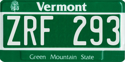 VT license plate ZRF293