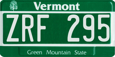 VT license plate ZRF295