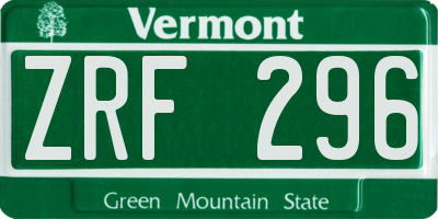 VT license plate ZRF296