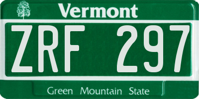 VT license plate ZRF297
