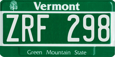 VT license plate ZRF298