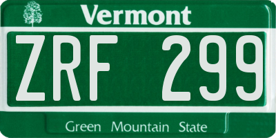 VT license plate ZRF299