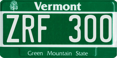 VT license plate ZRF300