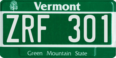 VT license plate ZRF301
