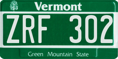 VT license plate ZRF302