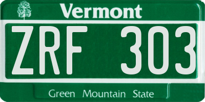 VT license plate ZRF303