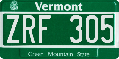 VT license plate ZRF305