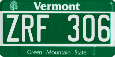 VT license plate ZRF306