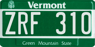 VT license plate ZRF310