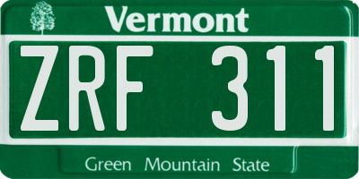 VT license plate ZRF311