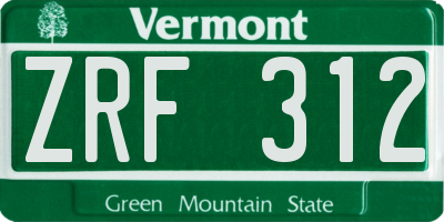 VT license plate ZRF312