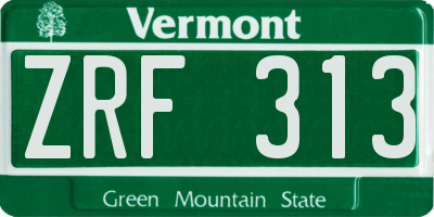 VT license plate ZRF313