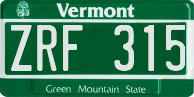 VT license plate ZRF315