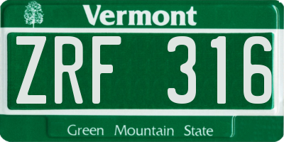 VT license plate ZRF316