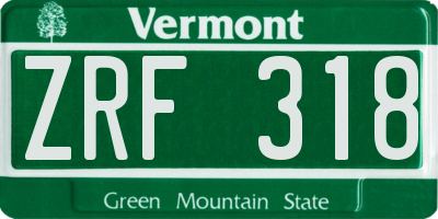 VT license plate ZRF318