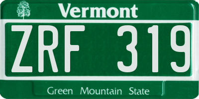 VT license plate ZRF319