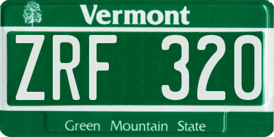 VT license plate ZRF320