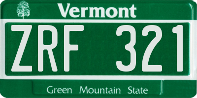 VT license plate ZRF321